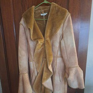 Y2K Bohemian style vegan leather and fur coat